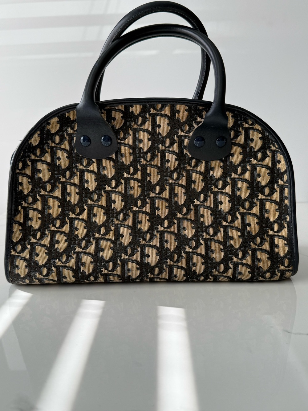 Vintage Christian Dior Trotter Monogram Canvas Boston Bag